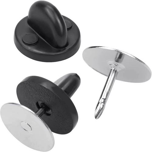 New 50 Pcs Tack Back Pin Caps Backs Locking Clasp Keepers Lapel Black