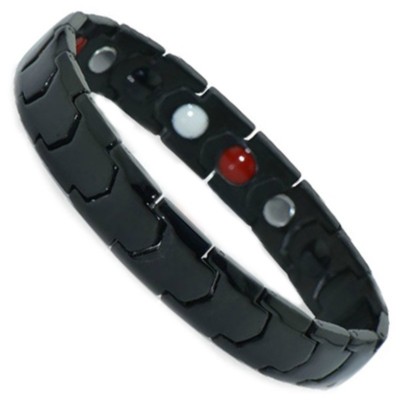 Black Titanium Energy Bracelet – ION & FIR Stones For Health & Wellness – Made In Germany