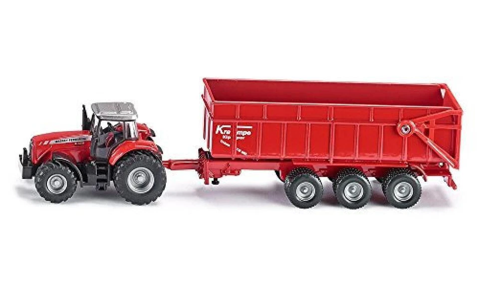 SIKU FARMER 1:87 DIE CAST TRATTORE MASSEY FERGUSON CON RIMORCHIO KRAMPE 1844 - Immagine 2 di 3