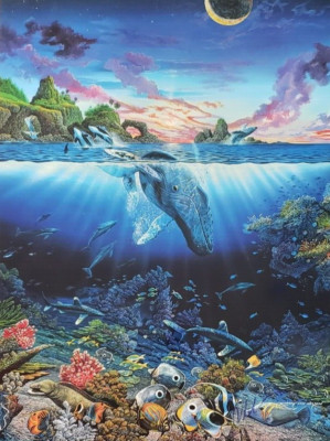 Robert Lyn Nelson Three Worlds HAND SIGNED Lithograph USA Marine
