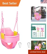 Premium Pink High Back Toddler Bucket Swing with Finger Grip for Safety