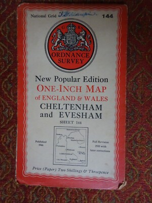 OLD OS Map CHELTENHAM VALE of EVESHAM TEWKESBURY PERSHORE STOW BURFORD 1946