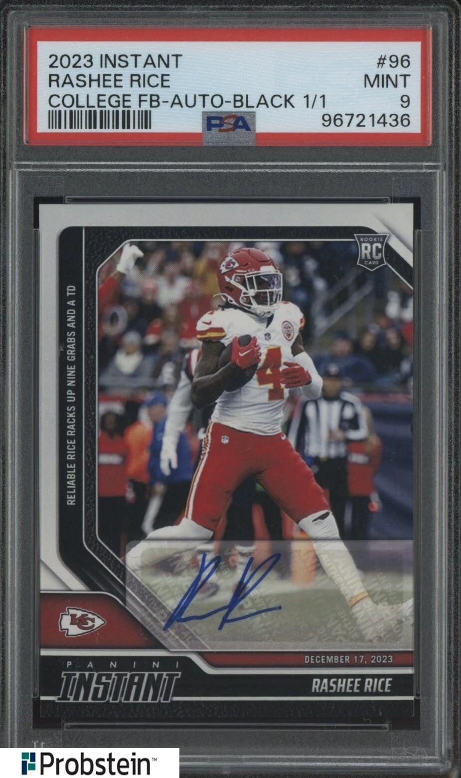 Rashee Rice Panini Instant College Football #96 Autograph-Black 1/1