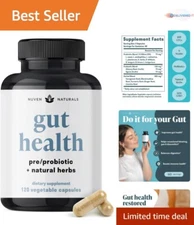 All-in-One Gut Health Probiotics & Prebiotics for Optimal Digestion - 120 Caps