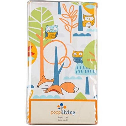 Poppi Living Crib Bed Skirt Owl Print Enchanted Forest Kids - Afbeelding 1 van 7