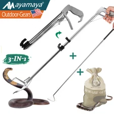 52" Heavy Duty Snake Tongs Foldable Reptile Grabber Catcher Tool +39" Hook +Bag