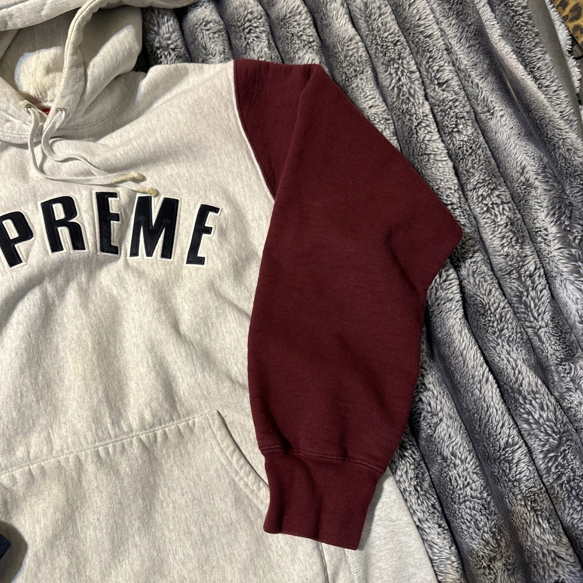 Rare FW16 Supreme Color Blocked Arc Logo Hoodie Size Xl Gray