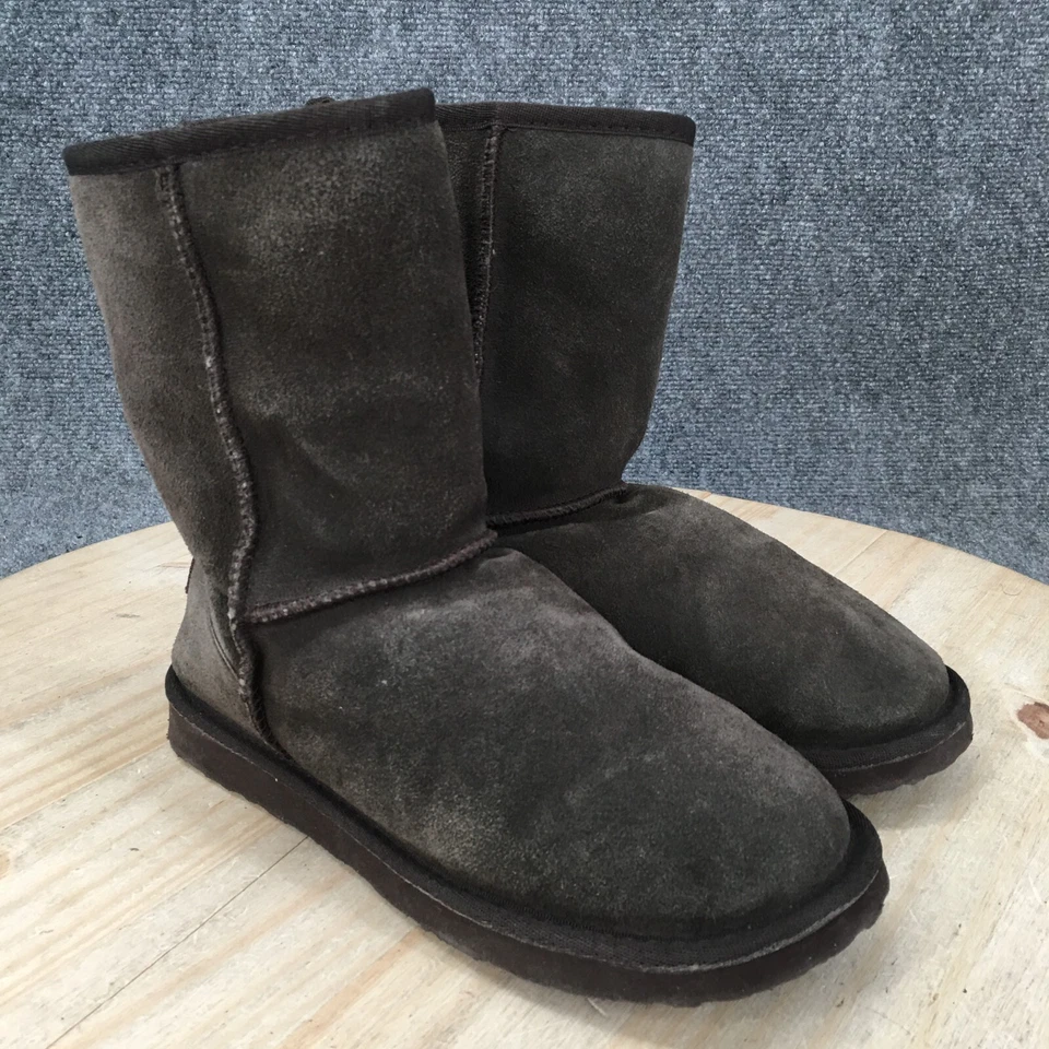 Ukala By Emj Australia Womens 8 M Classic Ankle Shearling Booties Gray Suede - Image 2 of 4