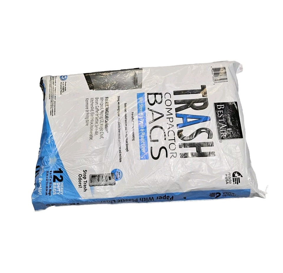 BestAir Heavy Duty Paper Trash Compactor Bags Wet Strength PreCuffed