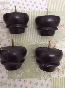 Salvaged Vtg Set Of Four Dark Brown Turn Wood Furniture Feet Legs With Screws