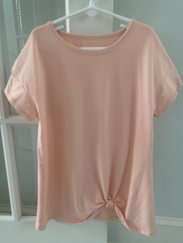 All In Motion Girls Top Size 10/12 Large (L) Coral Short Sleeve Active EUC - Picture 2 of 7