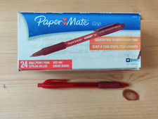 24 pack Paper Mate Grip M 1.0mm Red Ink Ball Point Pens - 54548