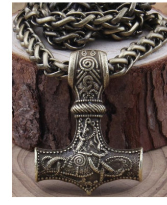 Stainless Steel Chain Hammer of Kings Thor Pendant Double Sided + BOX #078