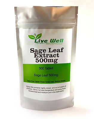 Salbei Leaf Extract 500 mg Tablette für Hitzewallungen Nachtschweiß & Menopause Symptome