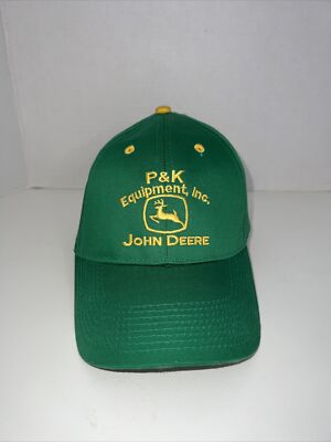 John Deere Logo P & K Equipment Inc Hat Cap Baseball Style Adjustable Green Mens