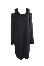 Rachel Rachel Roy Plus Size Black Ribbed-Knit Cold-Shoulder Dress 0X