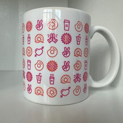 LOVE - Dunkin' Donuts Ceramic Coffee Mug/Cup - Peace, Love, Donuts - Emojis