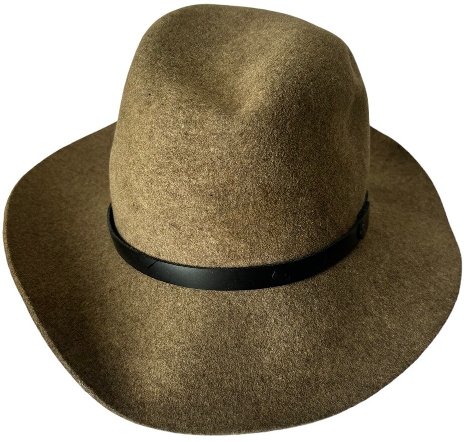 Rag and Bone Felt Fedora Hat Adult Wool Brown Classic Wide Brim