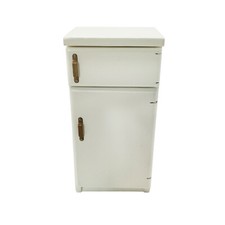Dollhouse Wooden White Single Door Fridge 1:12 Minaiture Refrigerator Model