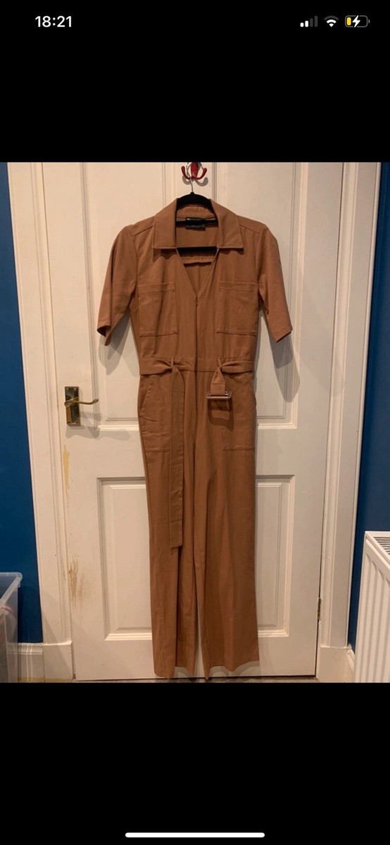 ASOS Design Burnt Orange/Brown Boiler Jumpsuit in Size UK
