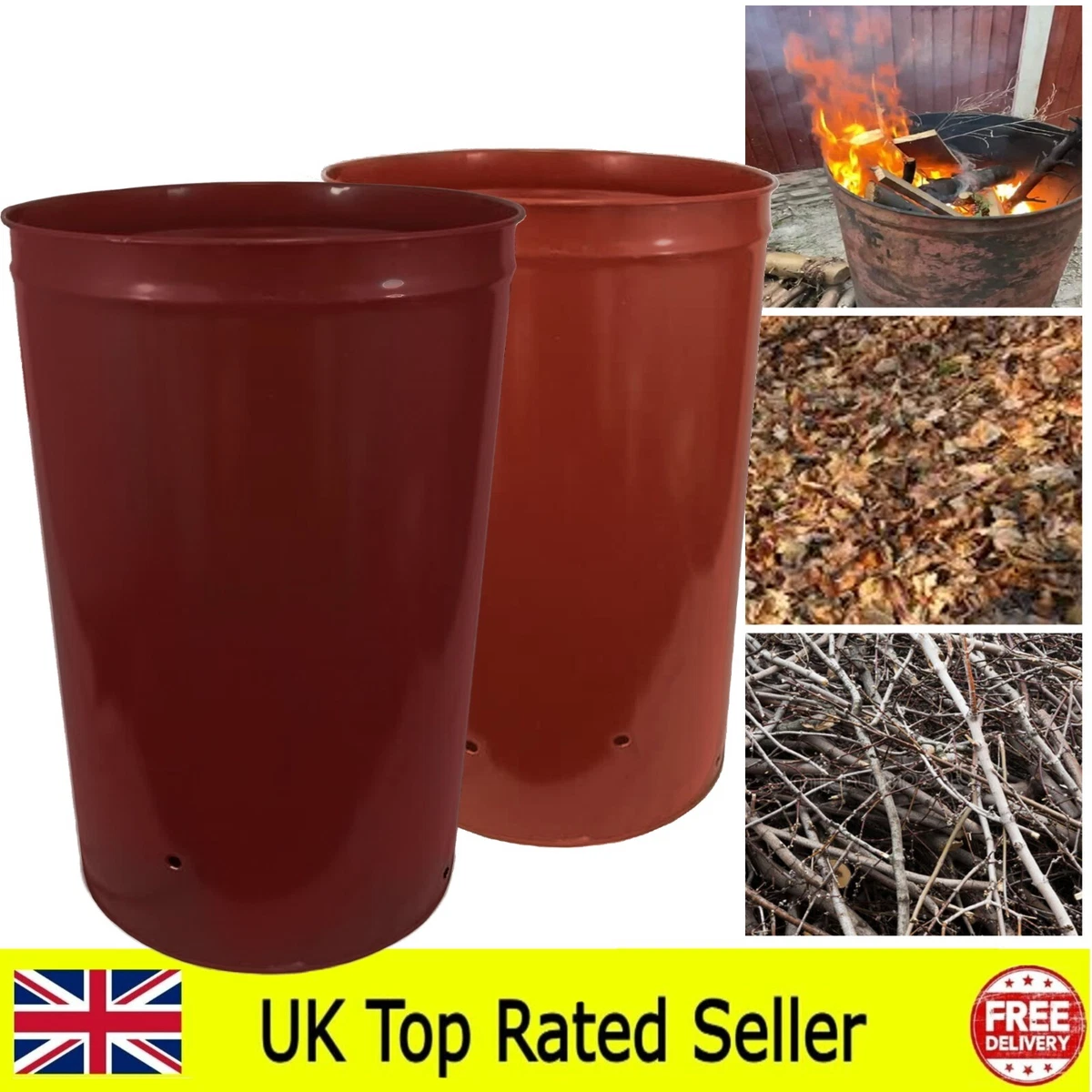 210 LITRE LARGE GARDEN BURNER/INCINERATOR/BONFIRE BIN FOR WOOD/RUBBISH/LEAVES  | eBay