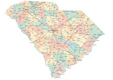 SOUTH CAROLINA STATE ROAD MAP GLOSSY POSTER PICTURE PHOTO BANNER sc city 3419