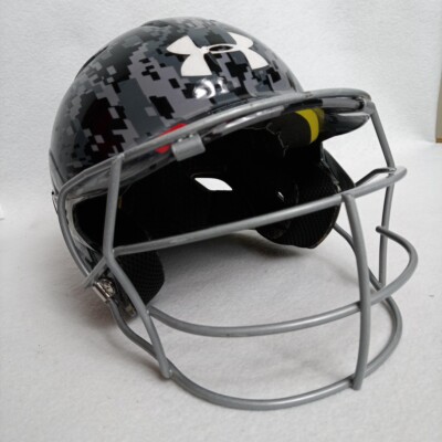 Under Armour Youth Baseball Helmet UABH2-110 Gray Camo With Face Guard 