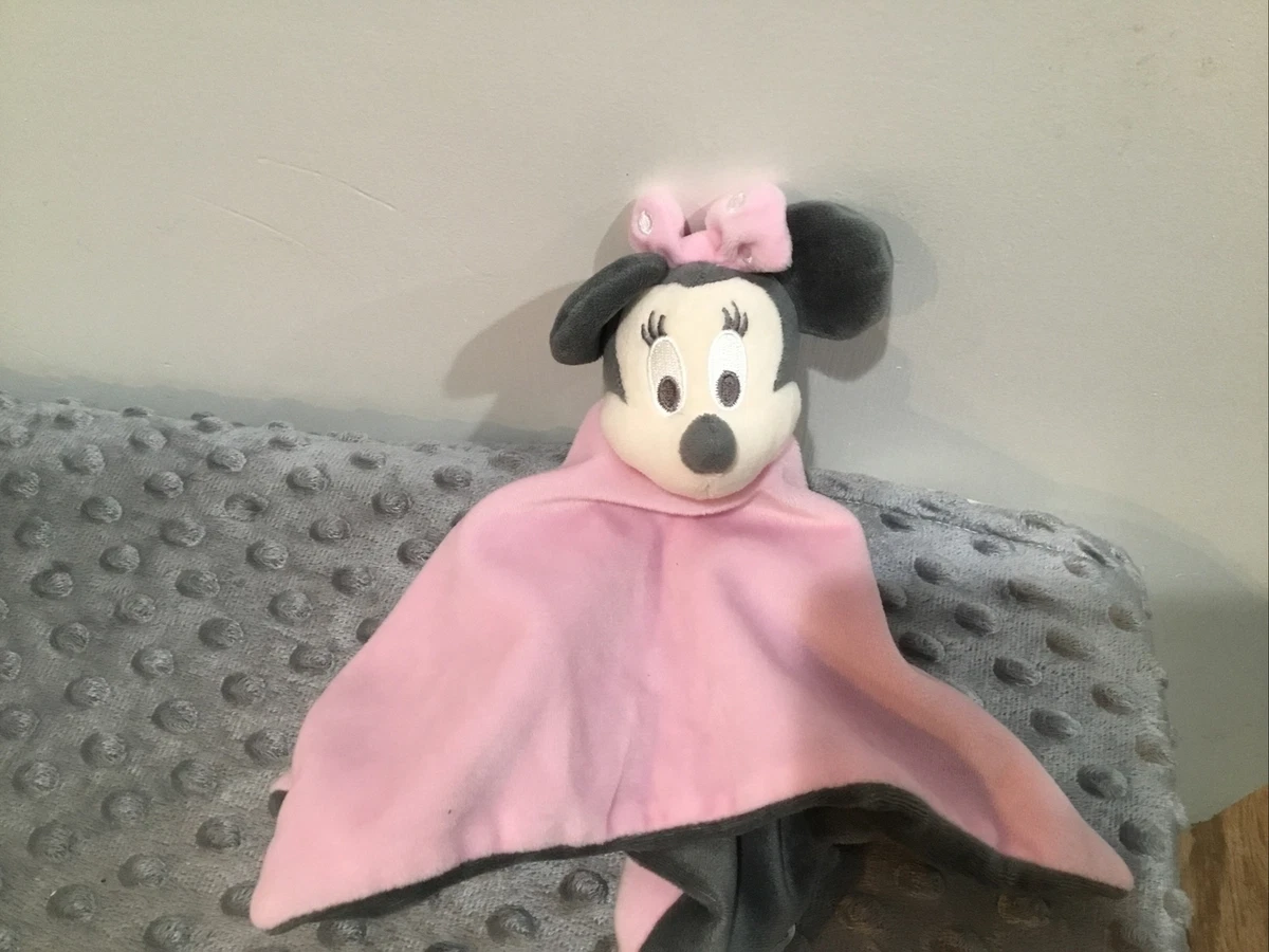 Disney Baby Pink Gray Minnie Mouse Lovey Security Blanket Plush