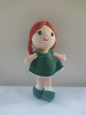 Handgefertigte Amigurumi Babypuppe - bunt, 18 cm, einzigartiges Kleid & Schuhe