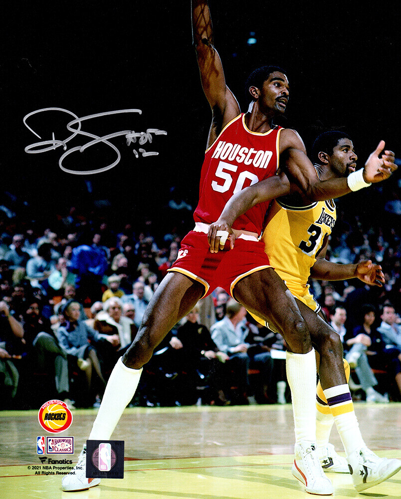 Ralph Sampson Signed Houston Rockets vs Magic Johnson 8x10 Photo w