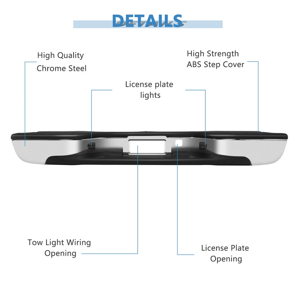 Chrome Rear Complete Step Bumper Assembly Fits 1999-2006 Chevy Silverado 1500 - Изображение 4 из 4