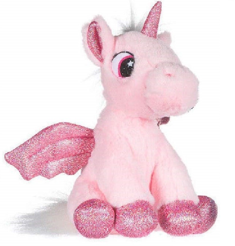 Unicornio Peluche Con Alas Purpurina 20cm En 3 Colores