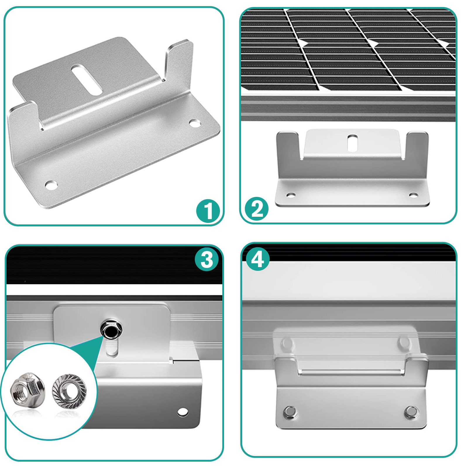  (45/47in）Solar Panel RV Tilt Mount Brackets Roof Flat Surface Adjustable Frame