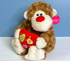 Dan Dee Valentine's Day Heart Cuddly Brown Monkey 14" Plush Stuffed Animal Toy