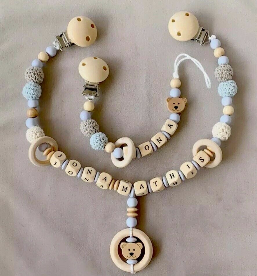 Baby Greifling mit oder ohne Name, Junge oder Mädchen aus Holz