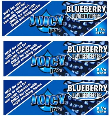 3x Juicy Jay's Blueberry 1 1/4 Rolling Papers Free USA Shipping!