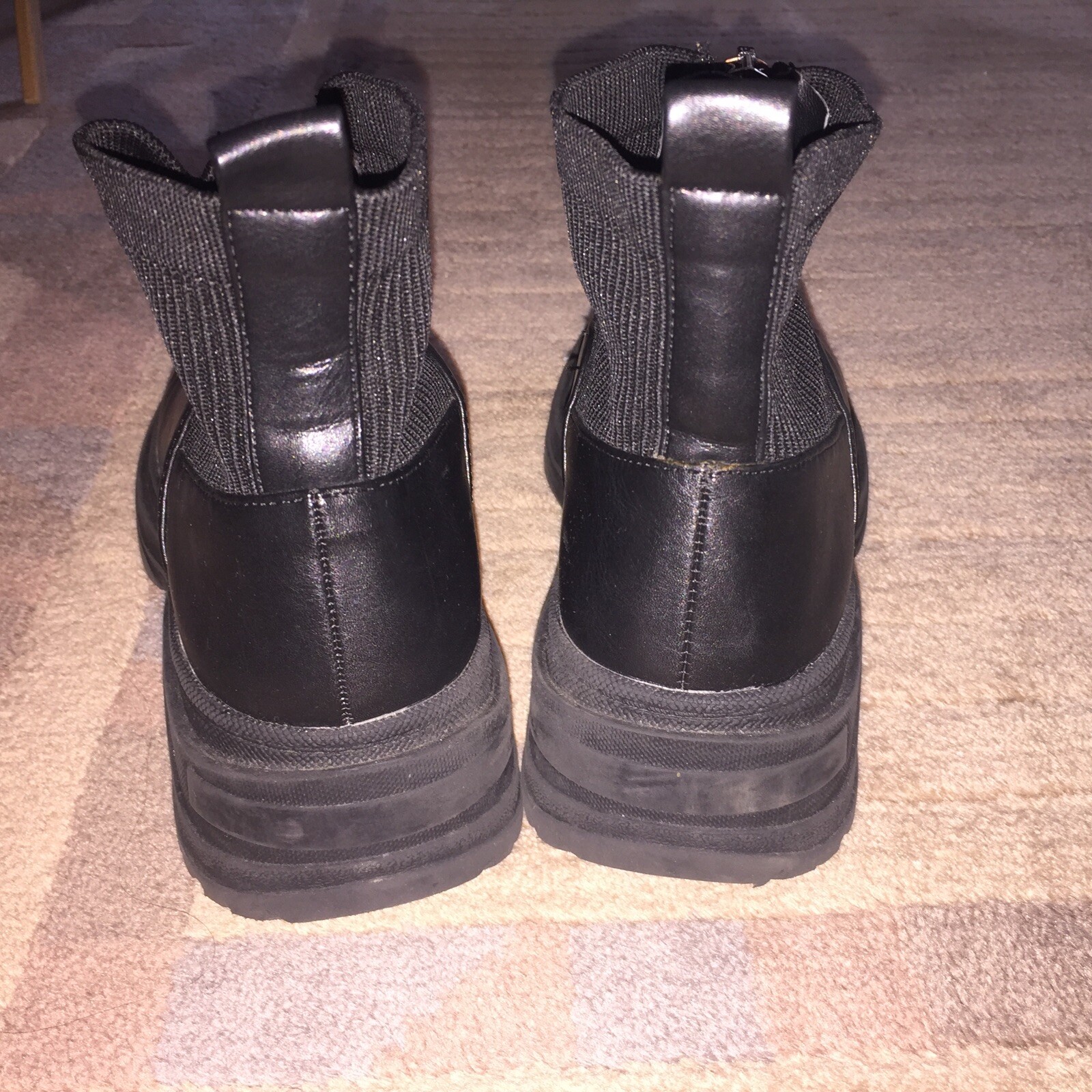 SAOLA Stivali da combattimento Zara suola grossa cerniera anteriore lavorati a maglia calzini taglia 36