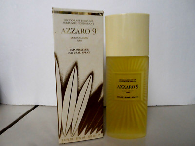 Azzaro 9 Perfumed DEODORANT Spray 3.4 oz / 100 ml Glass Bottle , Boxed, Vintage.