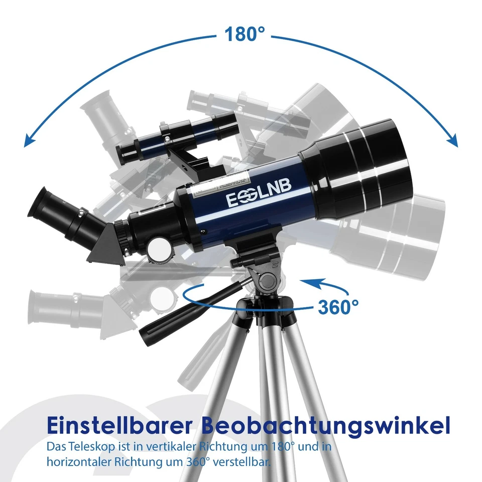 ESSLNB 180X Teleskop Astronomie Refraktor 3X Barlow-Linse Mit Stativ 70mm - Bild 4 von 4