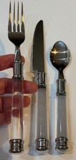 Lucite Acrylic set of Clear Stainless Flatwar...