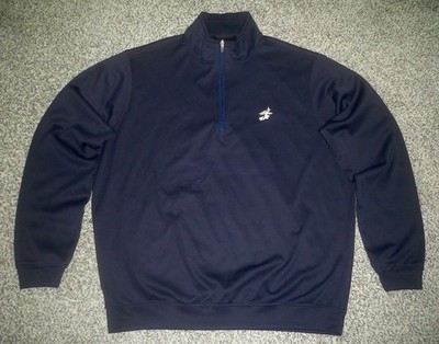 Men's ZERO RESTRICTION 1/4 Zip Pullover w/Zip Pockets L BLUE w/ZR & Golf Logo