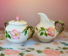 Vintage Franciscan Desert Rose Earthenware Cream & Sugar Set, 1963 Per Backstamp