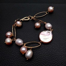 Freshwater Cultured Purple Pearl Beaded Bracelet Handmade Jewelry