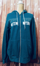 Unisex Medium Hoodie Graphic Print Full Zip Teal Medium Weight Soft