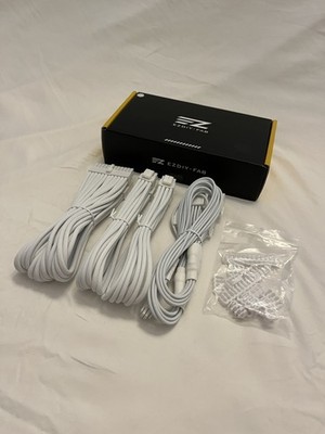 EZDIY-FAB PCIE 5.0 12VHPWR 16AWG Sleeved PSU Extension Cable Kit - Pure White