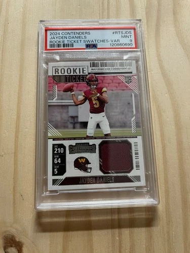 2024 CONTENDERS RC TICKET SWATCHES VAR #RTSJDS JAYDEN DANIELS ROOKIE RC PSA 9