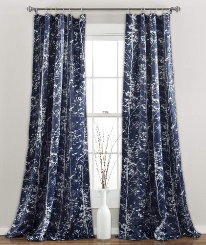 Chic Navy 84" x 52" Room Darkening Window Drapes - Easy Install Rod Pocket - Picture 3 of 4