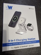 Just Wireless 3-in-1 Magnetic Collapsible Wireless Charger - White: USB-C,