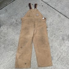 Vintage Carhartt Bib Overalls 42x30 Mens USA Union Made Double Knee R01 Brown