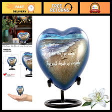 Mini Beach Heart Keepsake Urn for Ashes - Memorial Cremation Urn with Stand  Bo